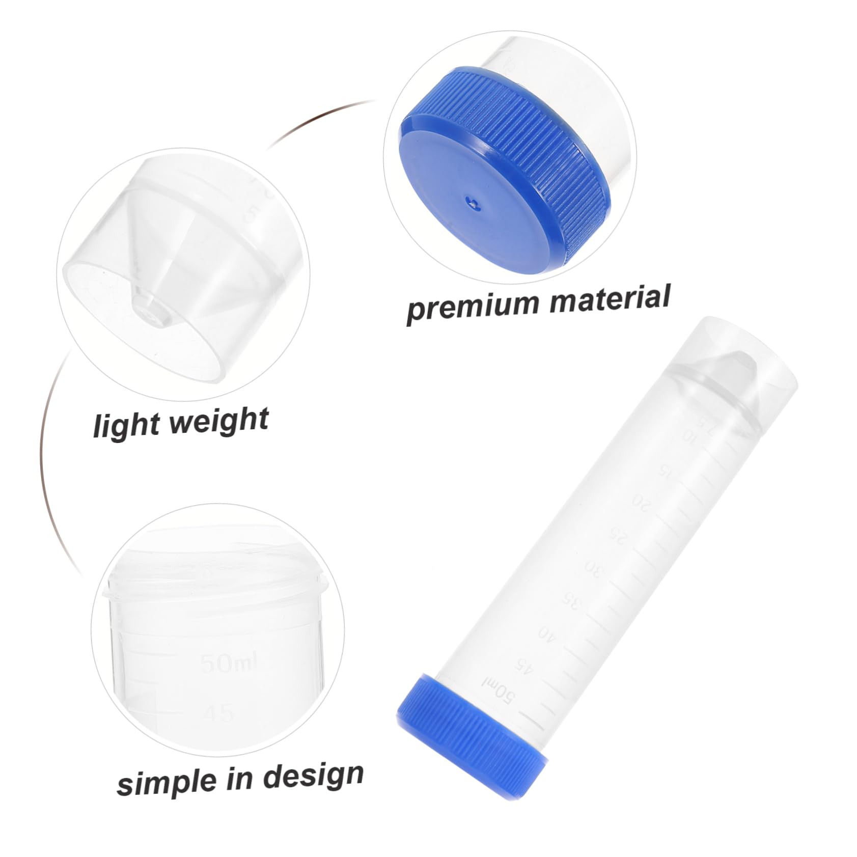 Sosoport Plastica Provette da Centrifuga con Scala e Tappi a Vite 50ml