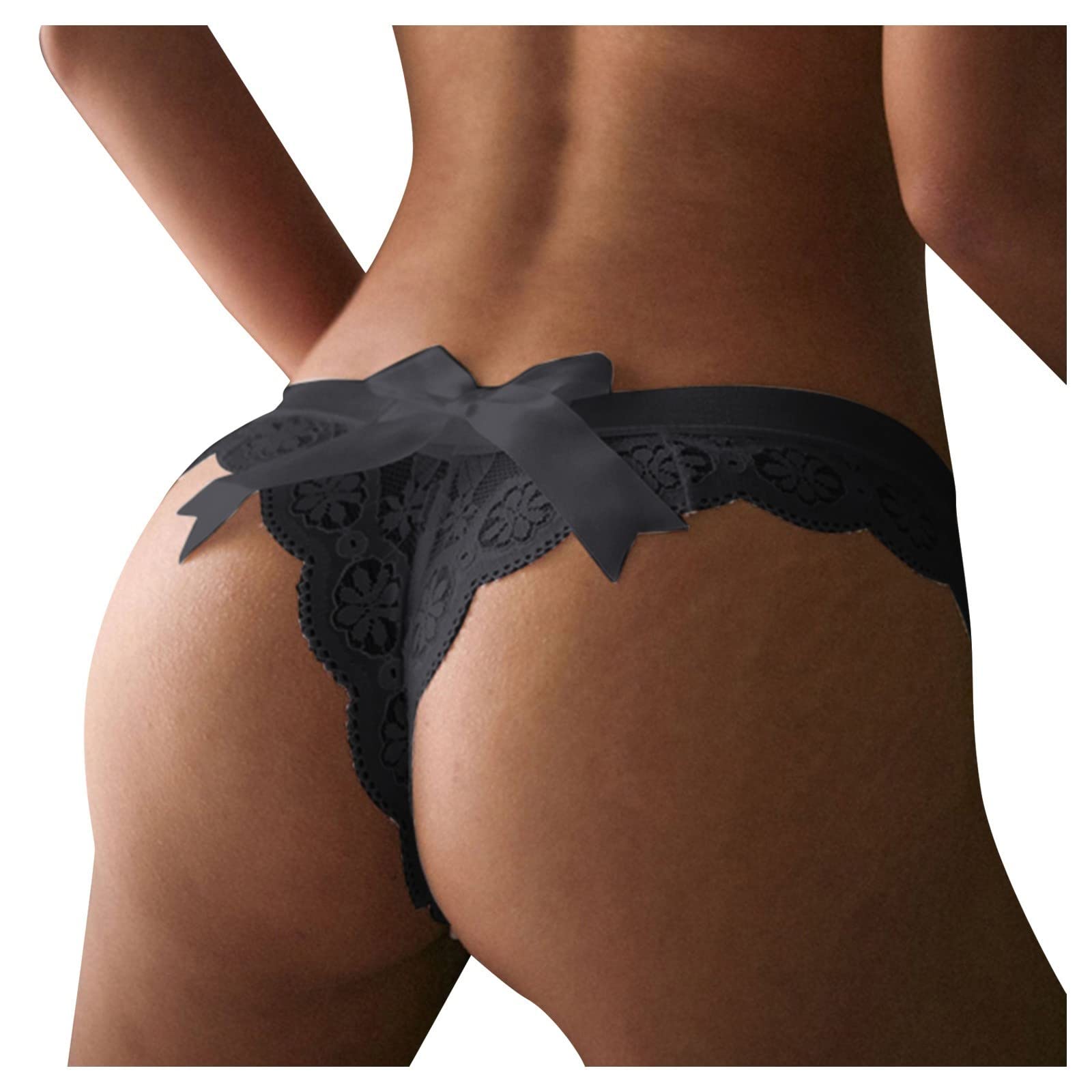 Generic Bragas de encaje de ganchillo con cordones para mujer, ropa interior sexy ahuecada, kimonos de satén para mujer, lencería