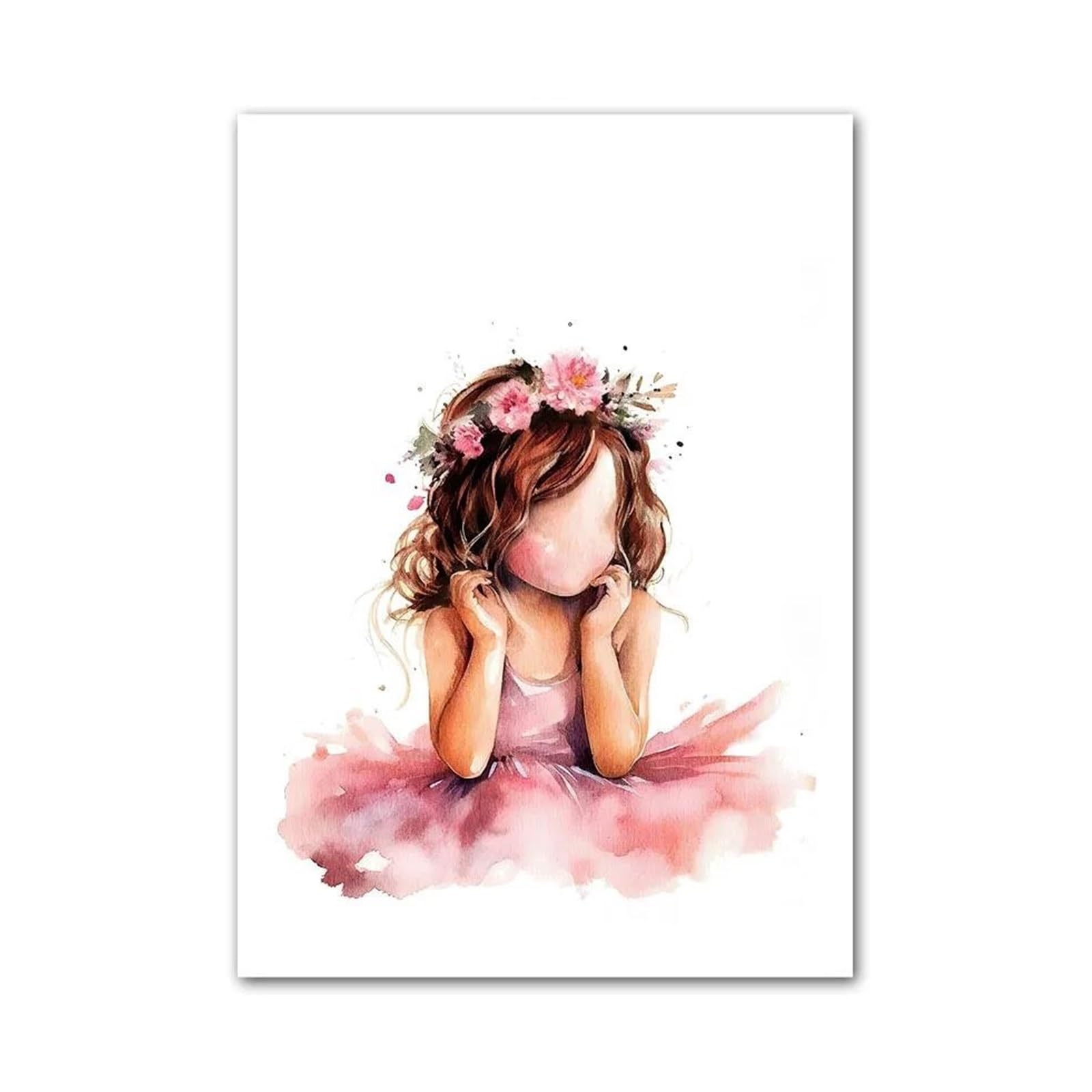 Xenite Girls D Wall Art Canvas Prints Ballet Butterfly Rainbow Crown Flower Wall Art Canvas Painting No Frame Nordic Prints Picture Kids Room Ecor(,50X70cm)