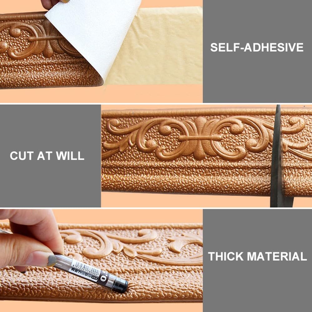 Cinta Adhesiva 3D Para Molduras De Pared - Rollo De 10 M, Autoadhesiva, Impermeable, Ideal Para Esquinas Y Bordes