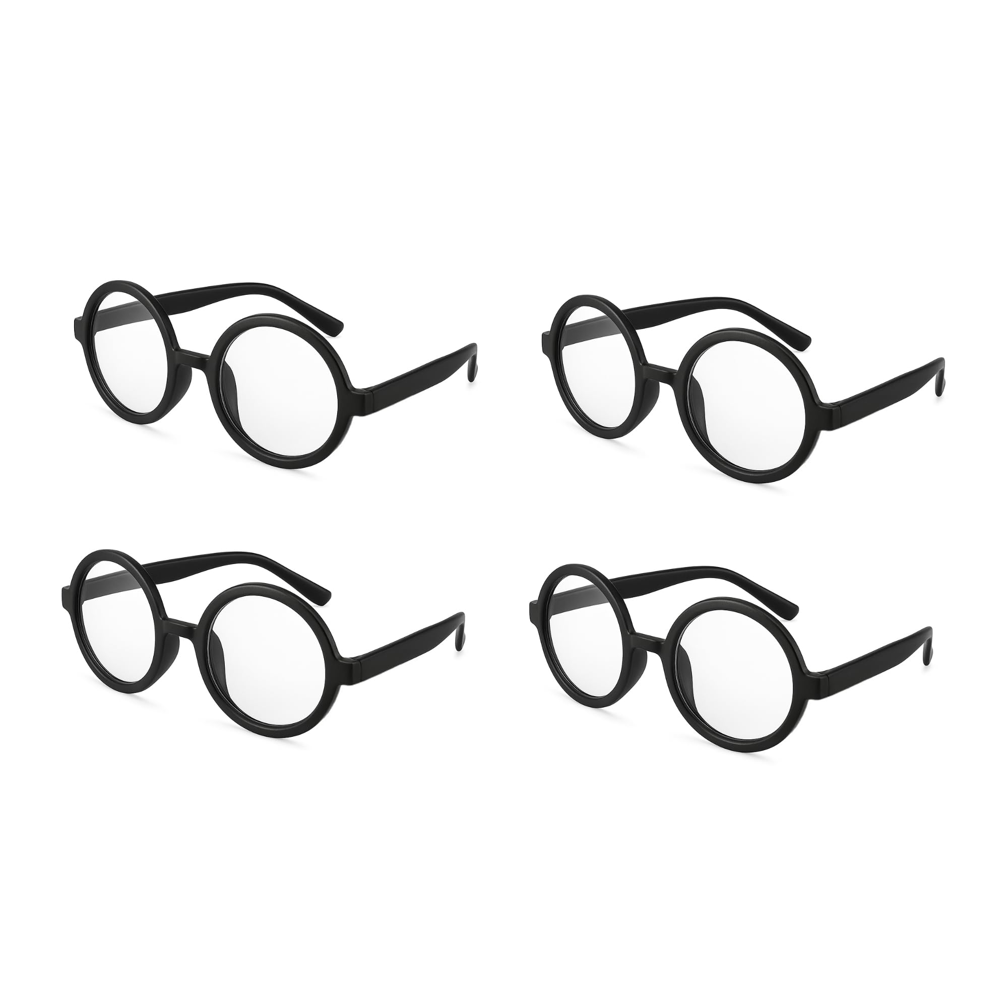 FUN FABLES Adult Wizard Glasses with Clear Lens | Black Round Frame Fancy Dress Accessory for Magic Theme Parties, Book Day, Halloween & Cosplay (4)