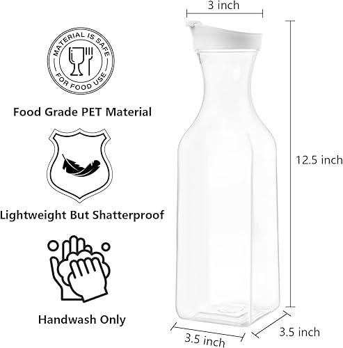 Miniatura 2 de YOUEON Paquete de 8 jarras de agua de plástico de 50 onzas con tapa y etiqueta, recipientes de bebida de agua transparente, jarra de jugo a granel