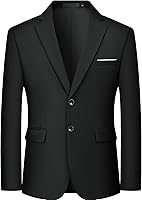 MAGE MALE Men's Slim Fit 2-Button Blazer Jacket - Wedding Business Party Suit Blazer Polyester Viscose Blend