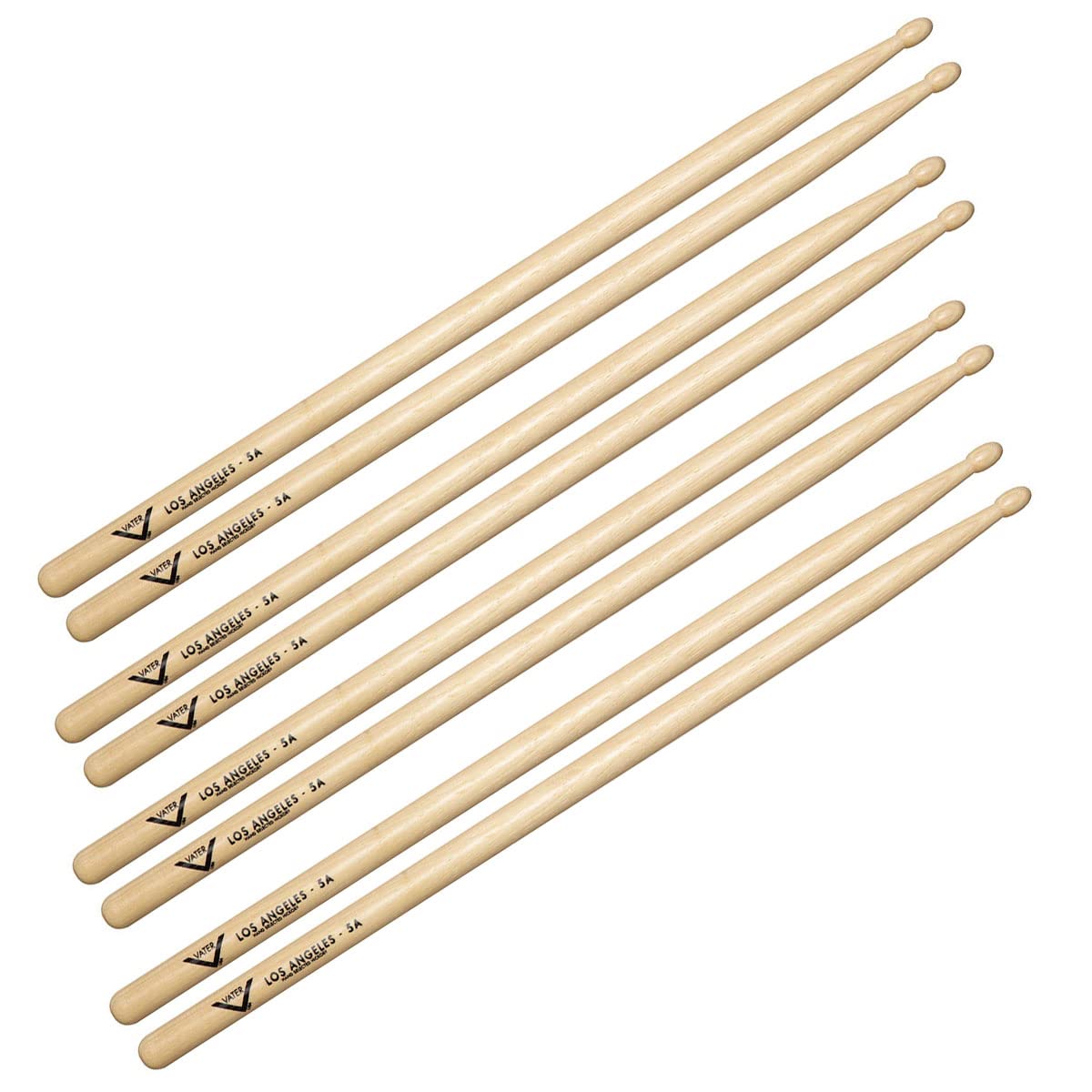 Vater Los Angeles 5A - Bacchette per batteria in legno, 4 paia