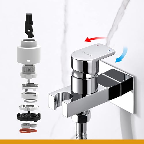 Ibergrif M22019 Handheld Bidet – Muslim Shower Shattaf for Toilet, WC & Personal Hygiene, Chrome, Complete Kit with Hose and Shut-Off Valve - 5