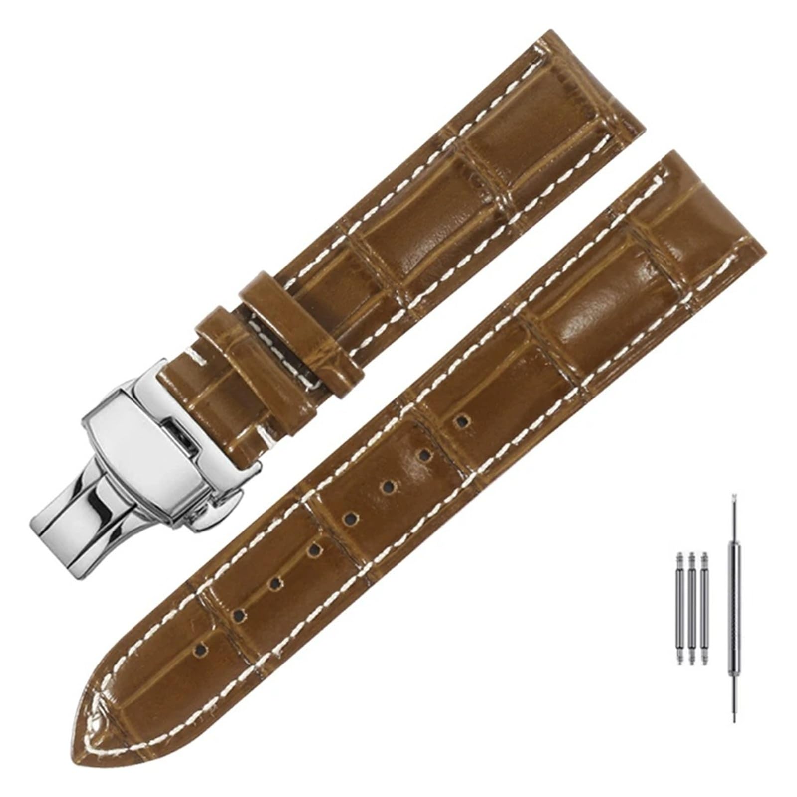 LUGEMA Bracelet De Montre En Cuir Véritable Avec Interface Plate, 12, 13, 14, 15, 16, 17, 18, 19, 20, 21, 22, 23, 24 Mm, Boucle Papillon