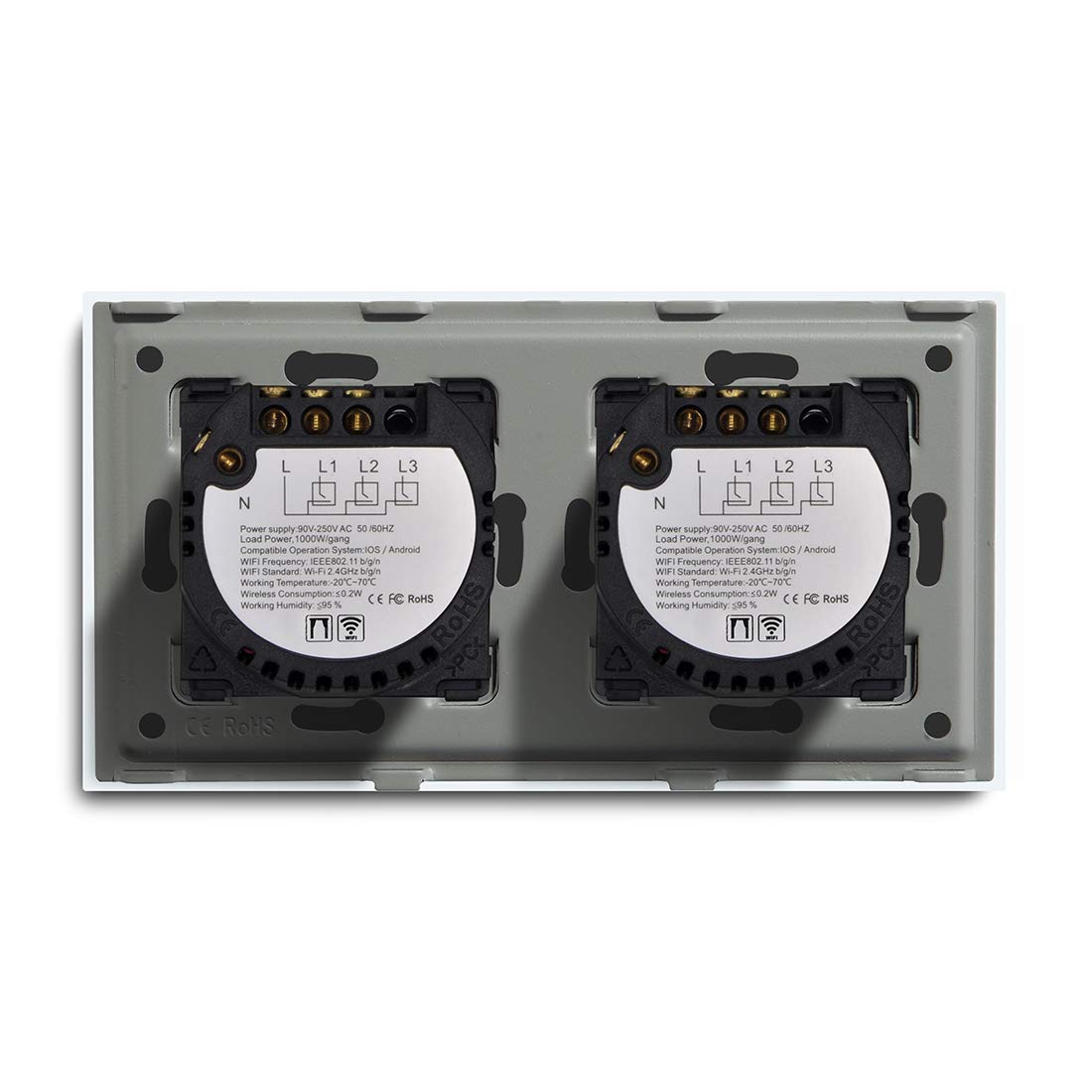 Interruttore Tapparelle WiFi,Interruttore WiFi WIFI Tenda da 157 mm Chiude a tenda luminosa Bianco nero Golden Crystal Class Panel Switch(White 6 Pieces)