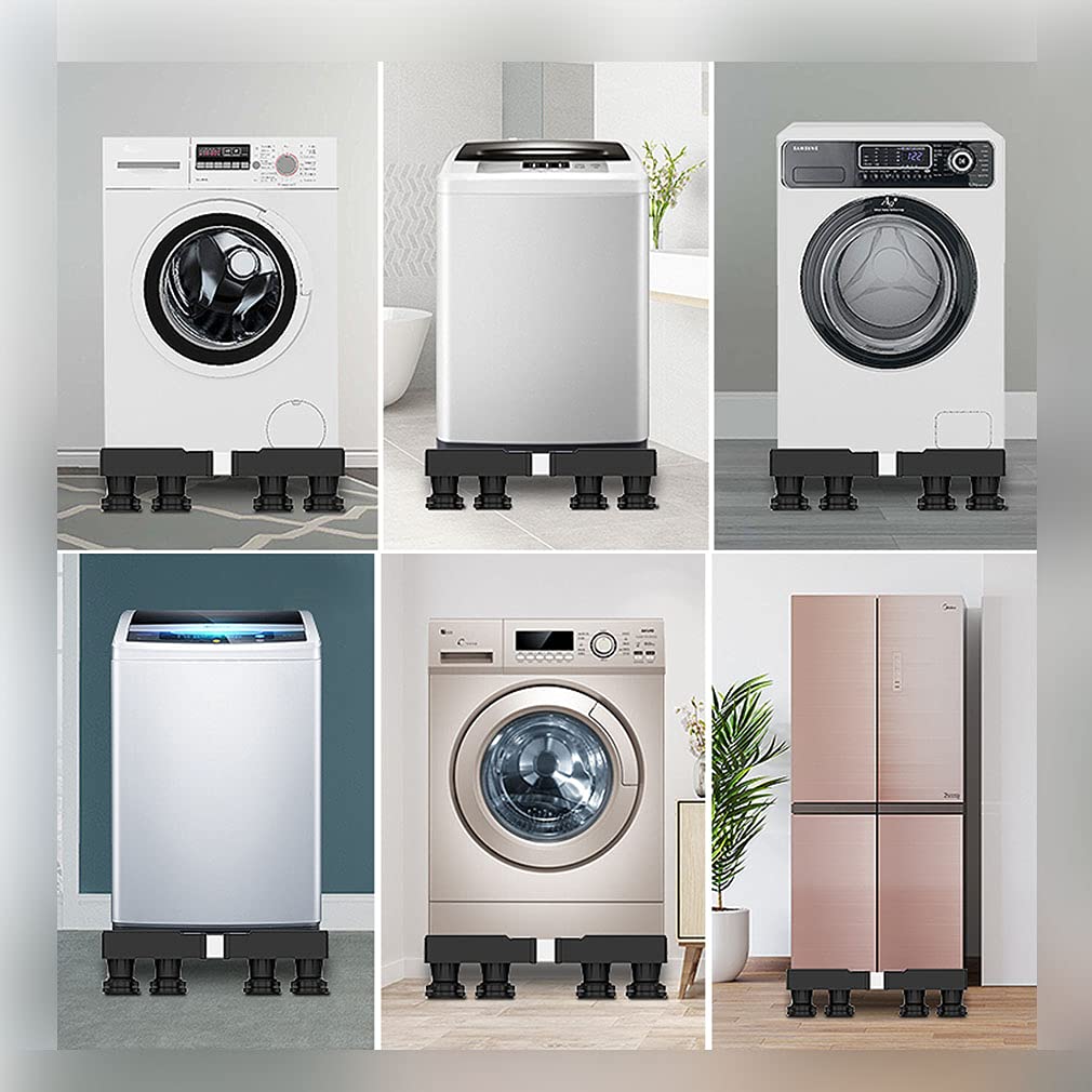 Soporte antivibración para lavadora, base ajustable de 19 a 30 pulgadas para secadora y refrigerador, soporte de suelo resistente con 12 patas para electrodomésticos y macetas