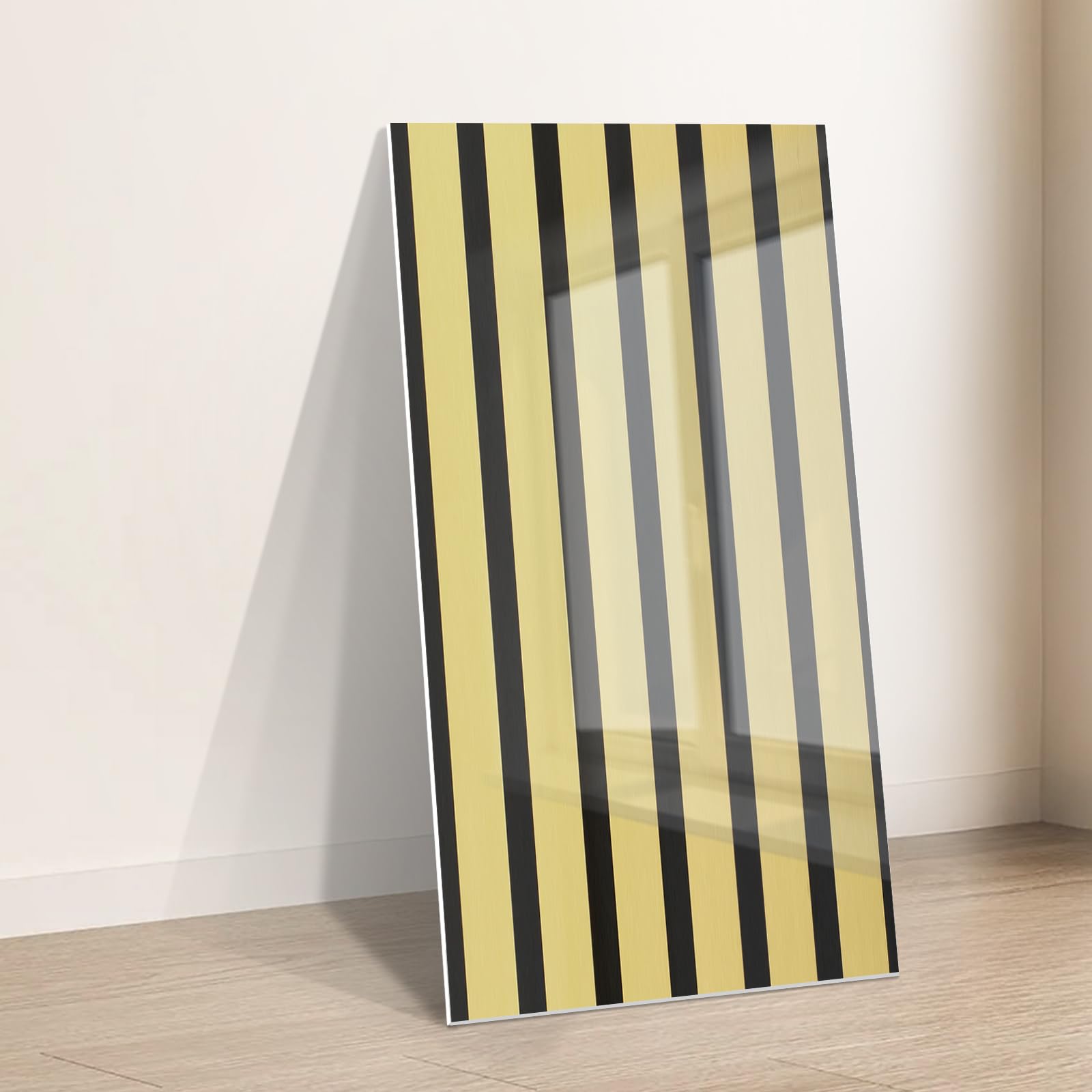 Takezuaa 30pcs Peel and Stick Wall Panels, 30x60cm Self Adhesive Mirror Imitation Grille Stripe Metallic Wall Stickers, Waterproof Insulating Wallpaper for Living Room,Bedroom - Gold — image 1