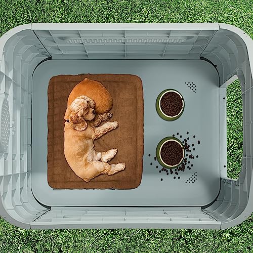 YITAHOME-394-Large-Dog-House-Outdoor-Plastic-Doghouse-Water-Resistant-Pet-House-with-Adjustable-Skylight-and-Elevated-Base-for-Small-Medium-and-Large-Dogs-394L335W378H YITAHOME 394 Large Dog House Outdoor Plastic Doghouse Water Resistant Pet House with Adjustable Skylight and Elevated Base for Small Medium and Large Dogs 394L335W378H