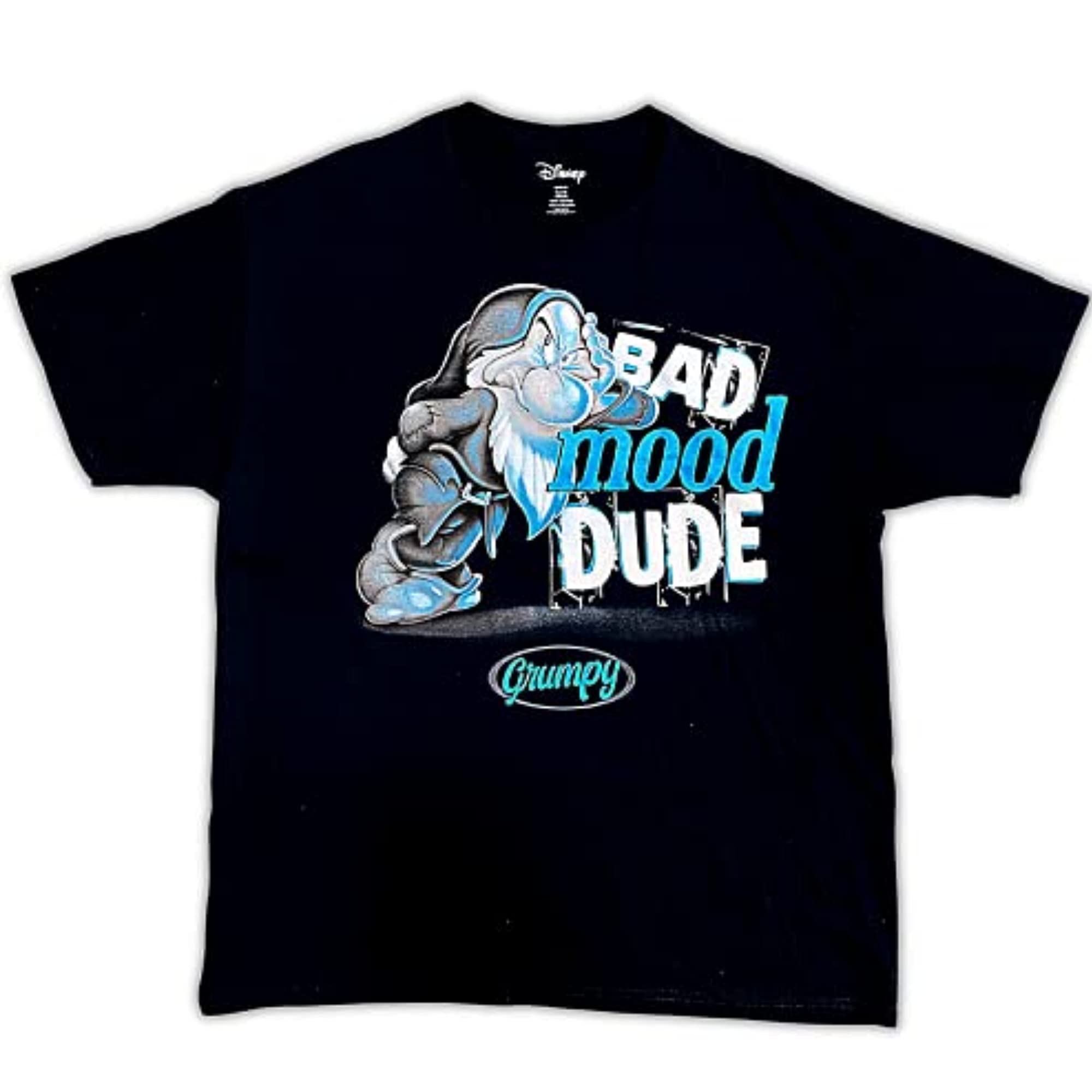 Schneewittchen und sieben Zwerge Grumpy lustige T-Shirts für Erwachsene, Bad Mood Dude Neuheit Grafik Tee Disney Shirt, schwarz, XX-Large