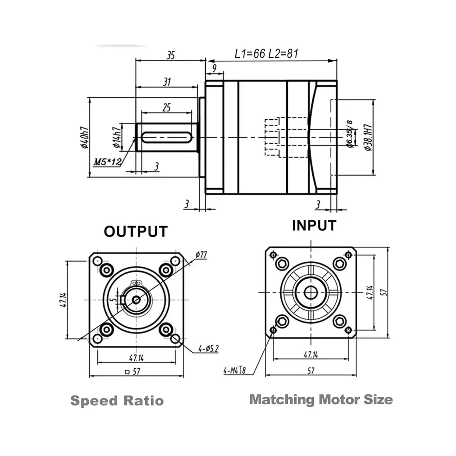 Planetary Gearmotors Ratio 5 10 20 50 100:1 Nema23 57mm Closed Loop Integrated Stepper Motor Driver 3000rpm 1.2Nm Motor Kit(Gearbox Ratio 5)