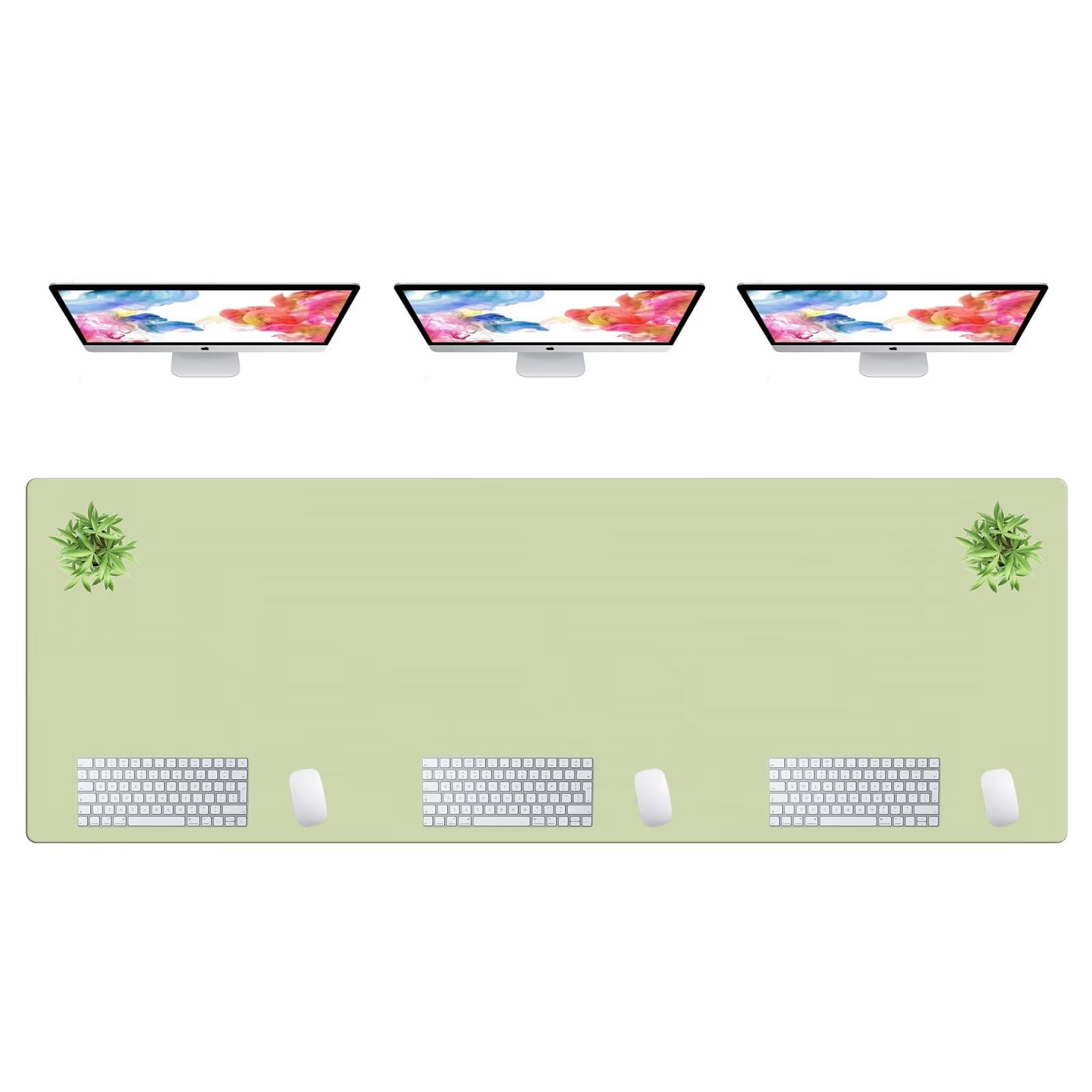 LL-COEUR Extra Large PU Leather Desk Mat Large Mouse Pad XXL Waterproof Table Mat Office Laptop Writing Pad (78.7 x 27.6 inch, Matcha Green)