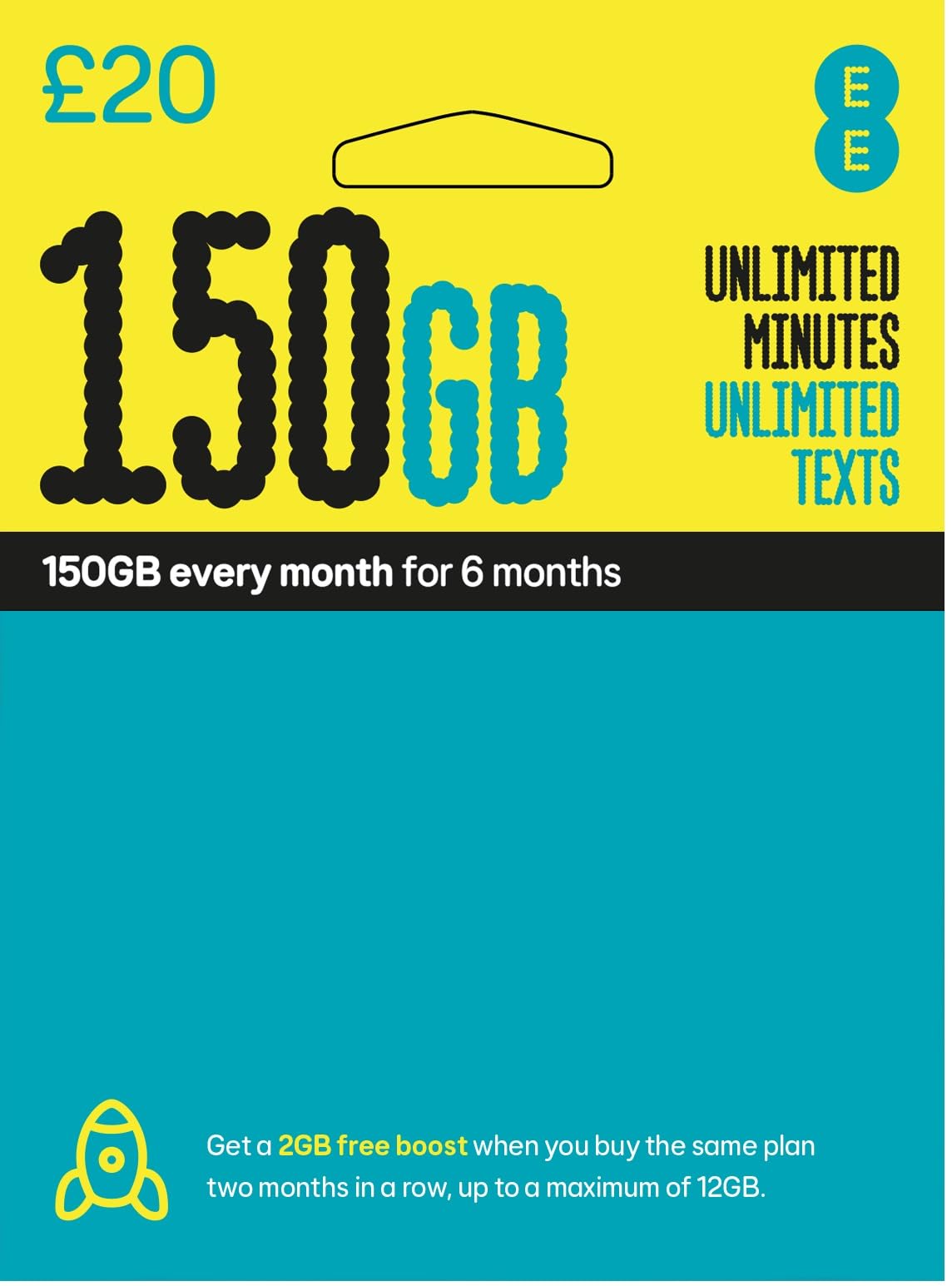 Sponsored Ad – EE 150GB Data Sim includes £20 pre-paid credit, 150GB Data, Unlimited Minutes & Unlimited Texts
