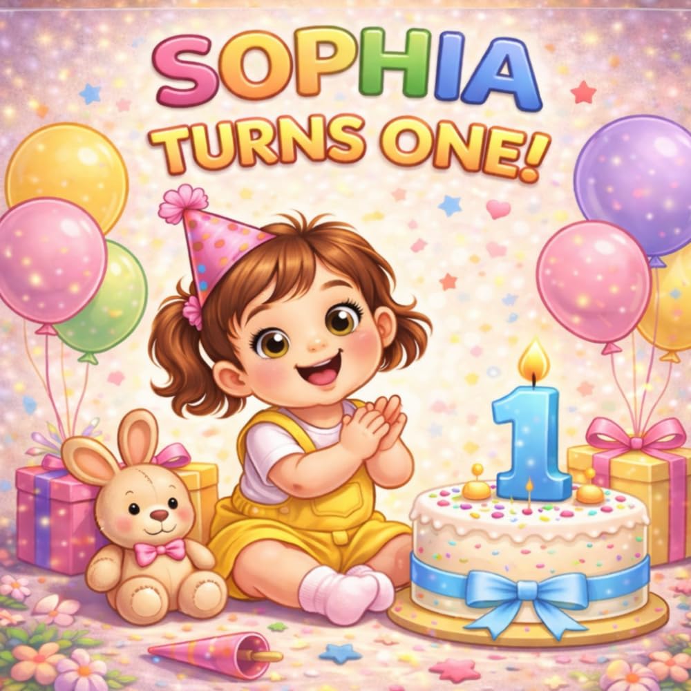 Sophia Turns One: A Sweet Personalized Birthday Story for a One-Year-Old Girl (Three Hearts Personalized Book Series (SOPHIA))