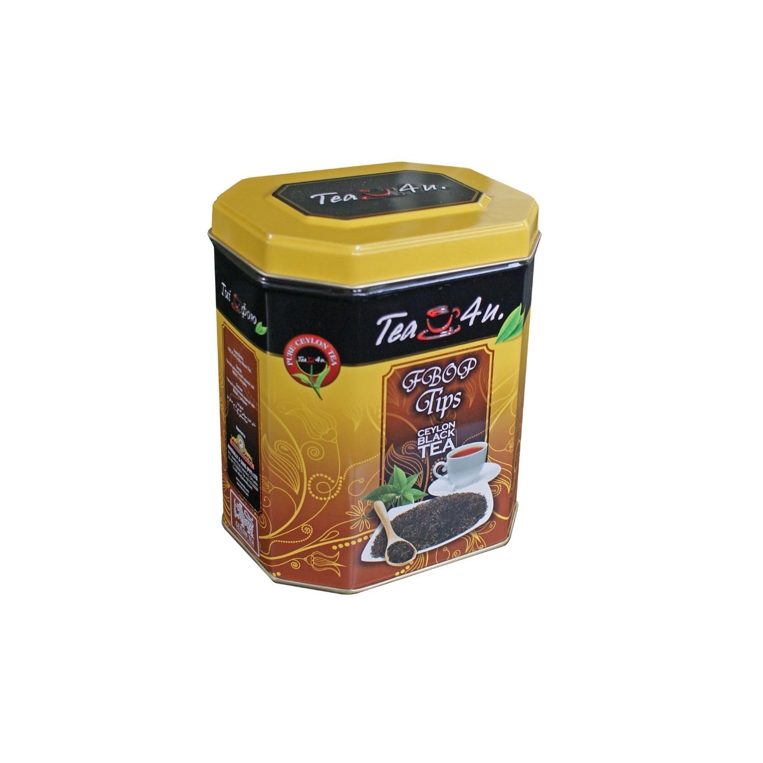 Tea4U Flowery Broken Orange Pekoe (FBOP) Tips Loose Black Ceylon Tea - Handpicked Fresh Tea Leaves with Rich Aromatic Flavor - Metal Canister for Authentic Flavor & Long Lasting Freshness - 200g