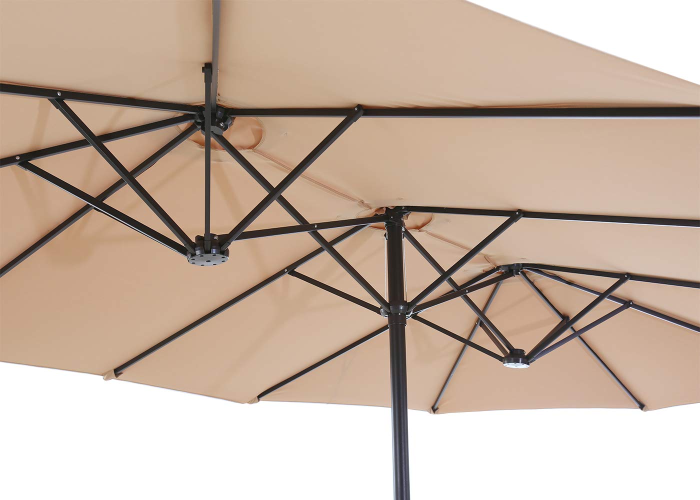Amazon Com Superjare 14 Ft Outdoor Patio Umbrella With 1 89 Inches Pole Caliber Extra Large Double Sided Design With Crank Polyester Fabric Beige Garden Outdoor