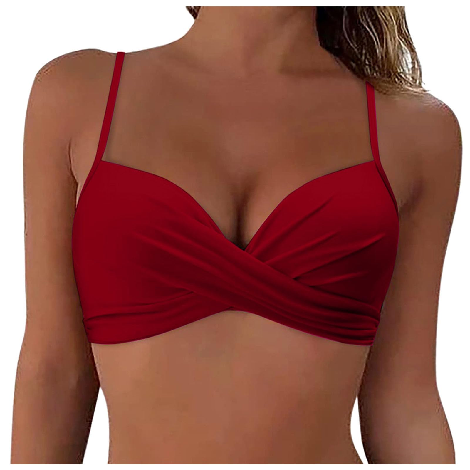 Generic Bikinis Piedras Cordones para Mujer, Tops con Aros, Bikini de, Top Push Up, Top Corto para Nadar, Traje de baño con en la Espalda, Tops Bikini Meses