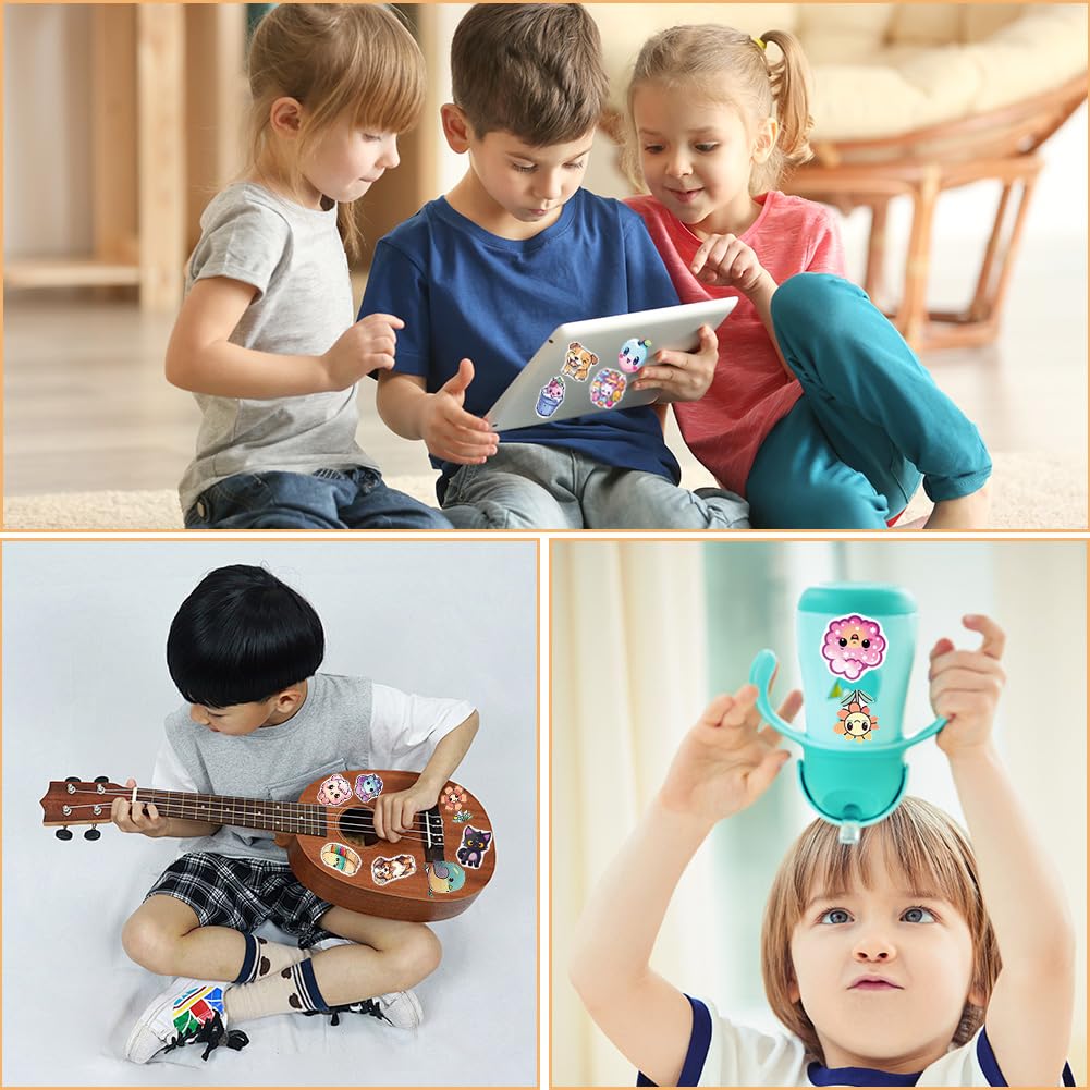Autocollant Kawaii 100 Pièces Stickers Vinyle Étanche Enfant Animaux Drôles pour Bouteille Ordinateur Skate