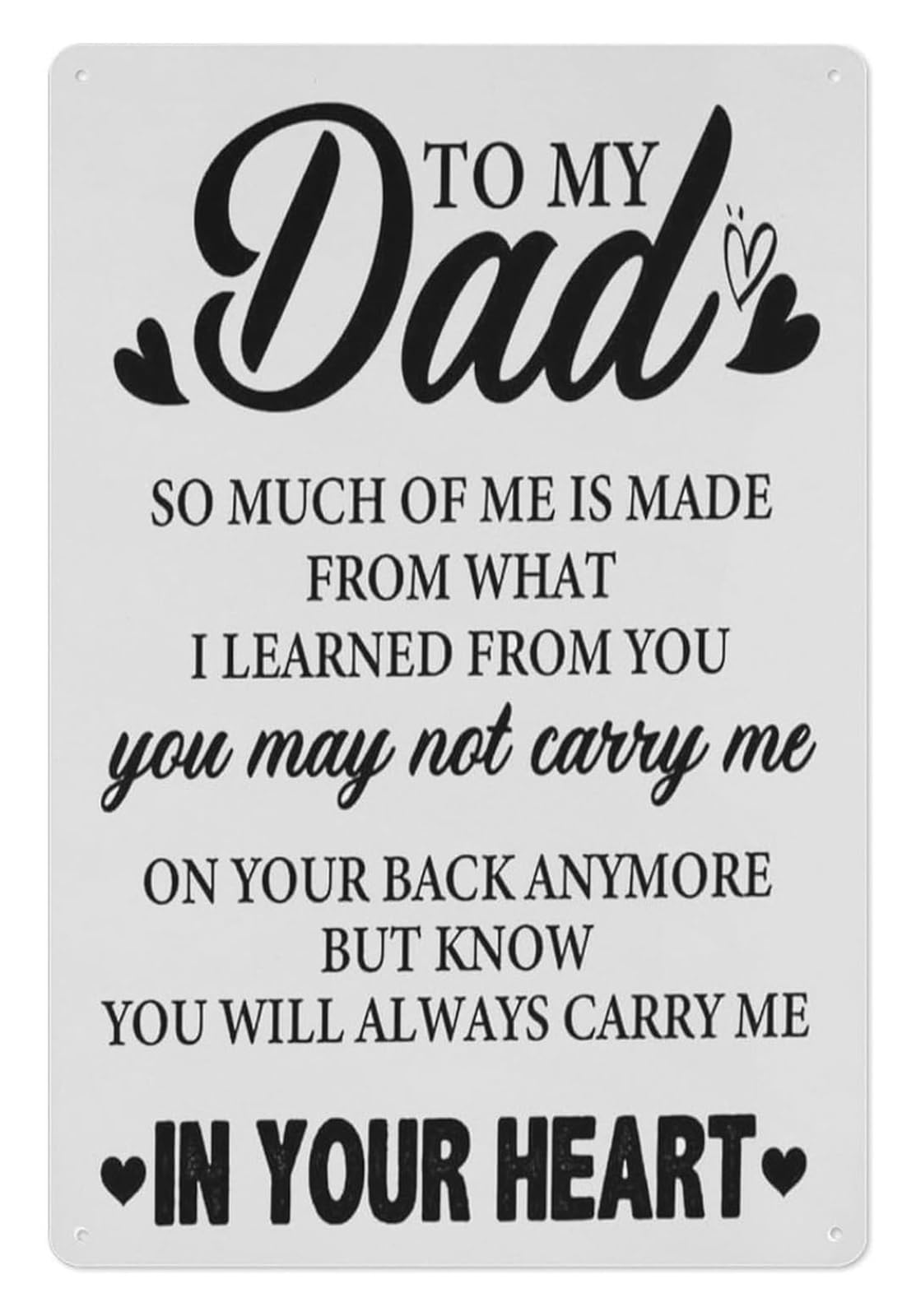 PKNVKZIDK Inspirational Dad Metal Tin Sign Sentimental Wall-Art Plaque For Home Bedroom Living Room Man Cave Den 8 X 12 inch