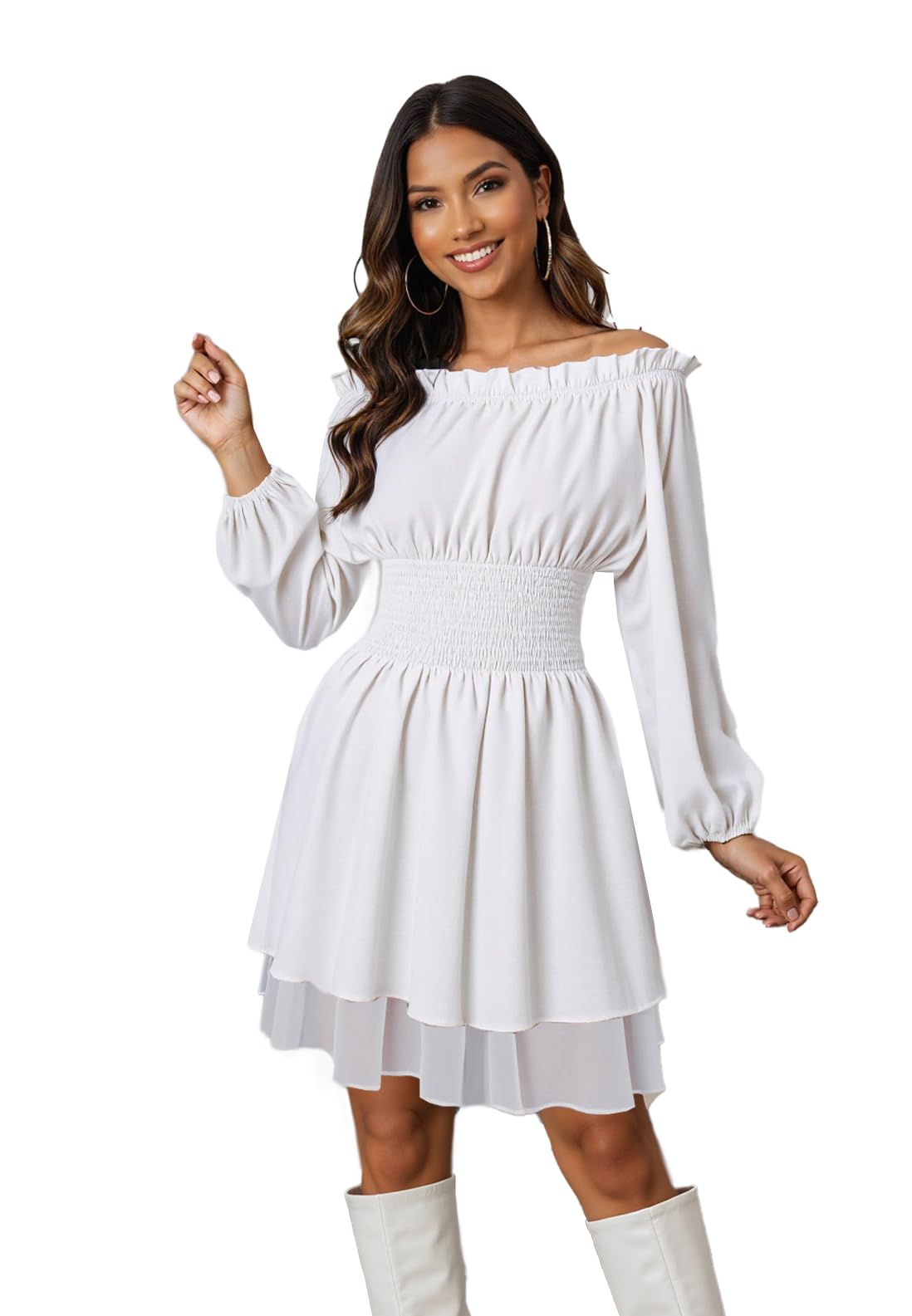 GOLDSTITCH Women Renaissance Medieval Gothic Costume Boho Off Shoulder Peasant Halloween Victorian Mini Dress Black L