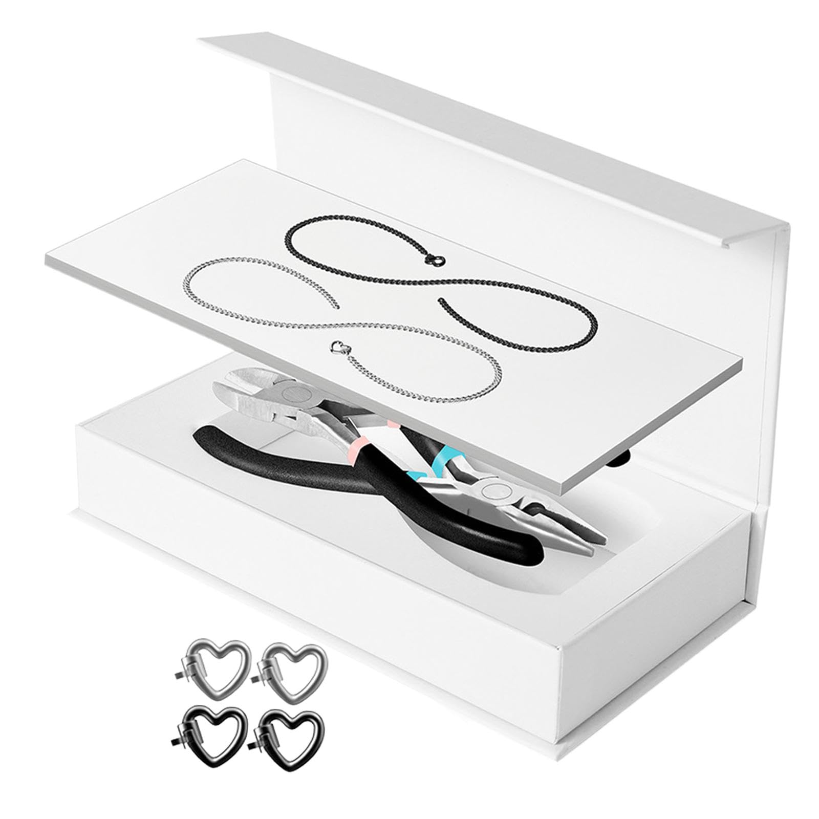 2 Pezzi Bracciale Permanente Set Braccialetti Coppie Kit Creazione Gioielli Materiale Acciaio Inox Argento Inclusi Strumenti Adatti a Regalo, 1 Nero 1 Argento
