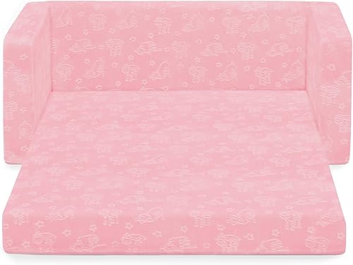 Miniatura 12 de Delta Children Serta Perfect Sleeper - Sofá convertible extra ancho a tumbona, cómodo sofá abierto 2 en 1 para niños, color rosa