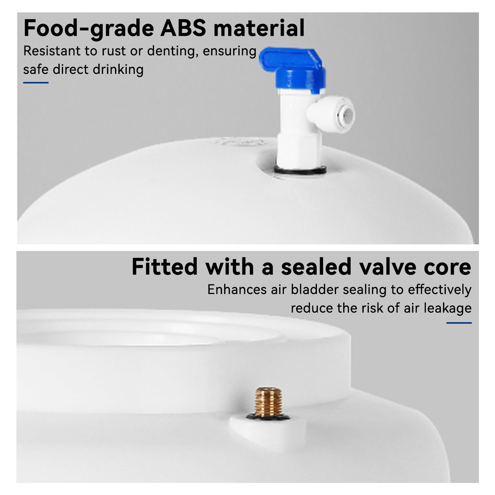 Tissting Depósito de Agua Presurizado, Tanque de Almacenamiento de 1.2-1.8 Galones/5-7L con Válvula de Bola para Sistemas de Ósmosis Inversa RO, Material ABS, Conexión Universal para Purificador Agua | Ósmosis plástico válvula tanque 1/4" incluida para si