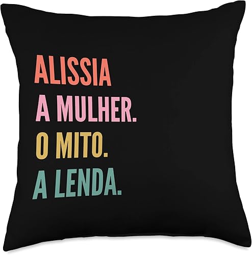 Miniatura 1 de Divertido cojín portugués Alissia con diseño de primer nombre, 18 x 18 pulgadas, multicolor