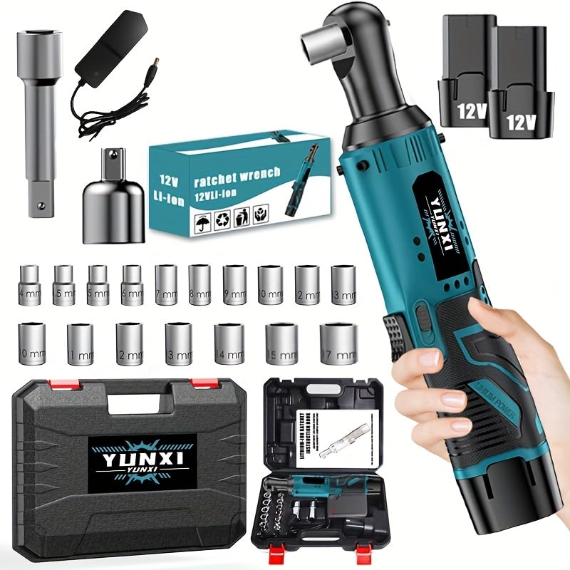 Wireless electric ratchet wrench set, brushless electric ratchet wrench, suitable for home and car repairs, a holiday gift for men, optional. (Upgrade battery * 2+toolbox)