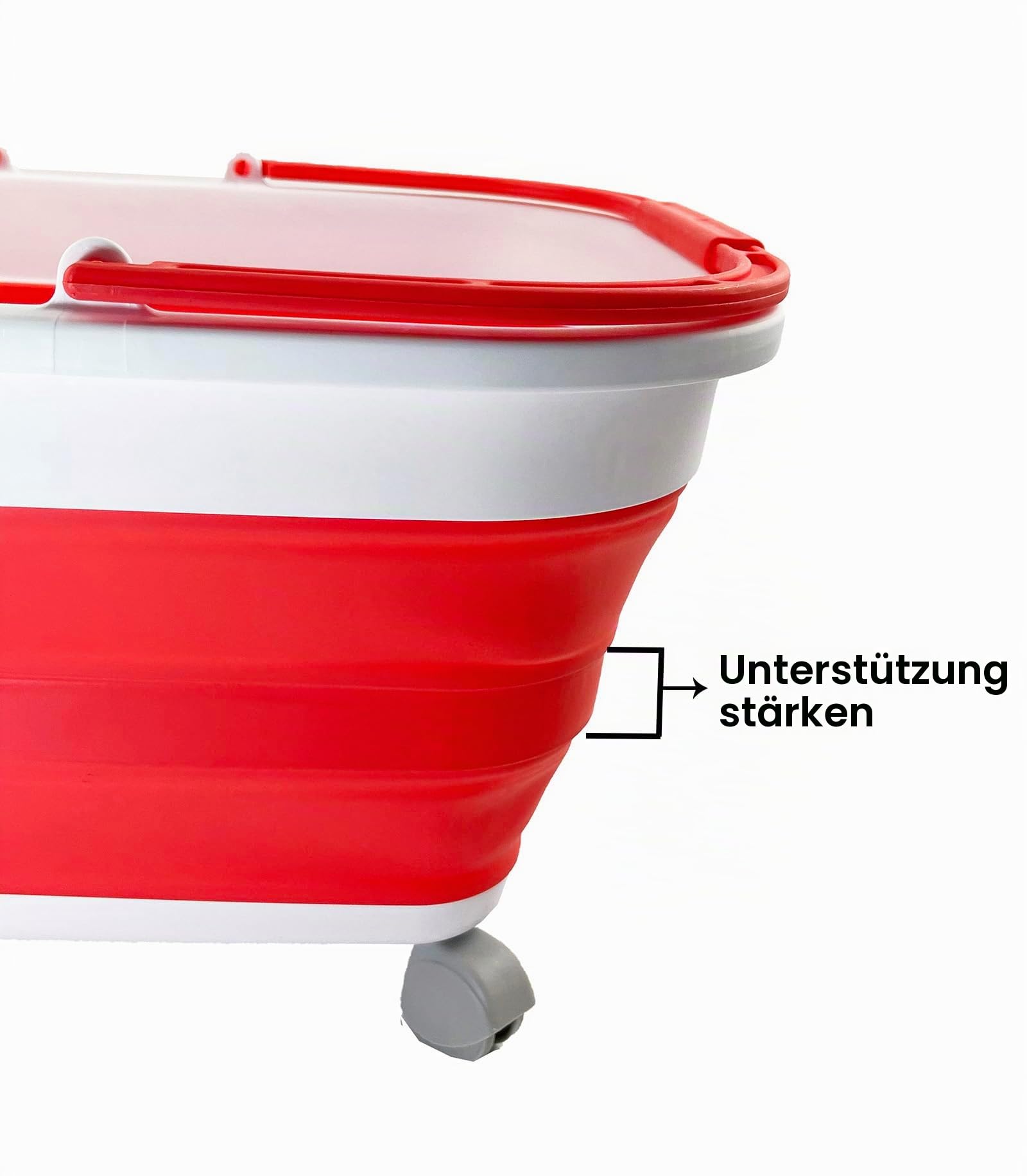 SAMMART 26L zusammenklappbarer Kunststoff-Wäschekorb mit Griff und Rädern – faltbarer Pop-Up-Aufbewahrungsbehälter/Korb mit Griff und Rädern – tragbare Waschwanne (Weiß/Korallenrosa (2er-Set))