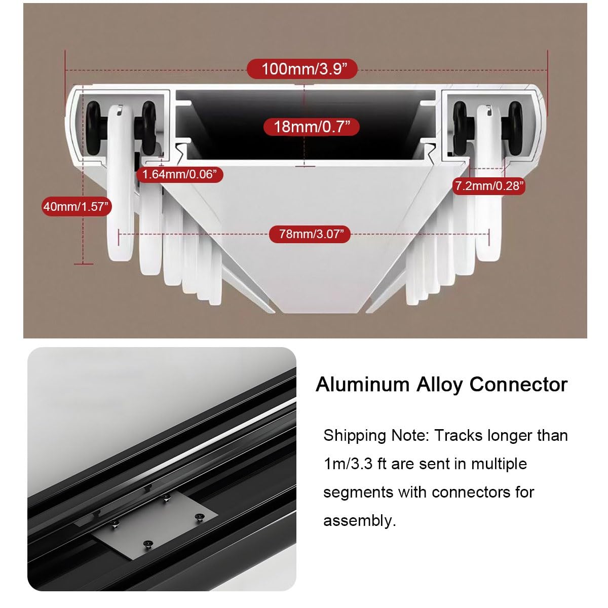 Rail Double Plafond Pour Baie Vitrée, Système De Rail Coulissant Silencieux, 1-6 m Tringle À Rideaux Aluminium Et Extra Plate, Installation Facile, Pour Séparation De Pièce(Blanc,2.6m)