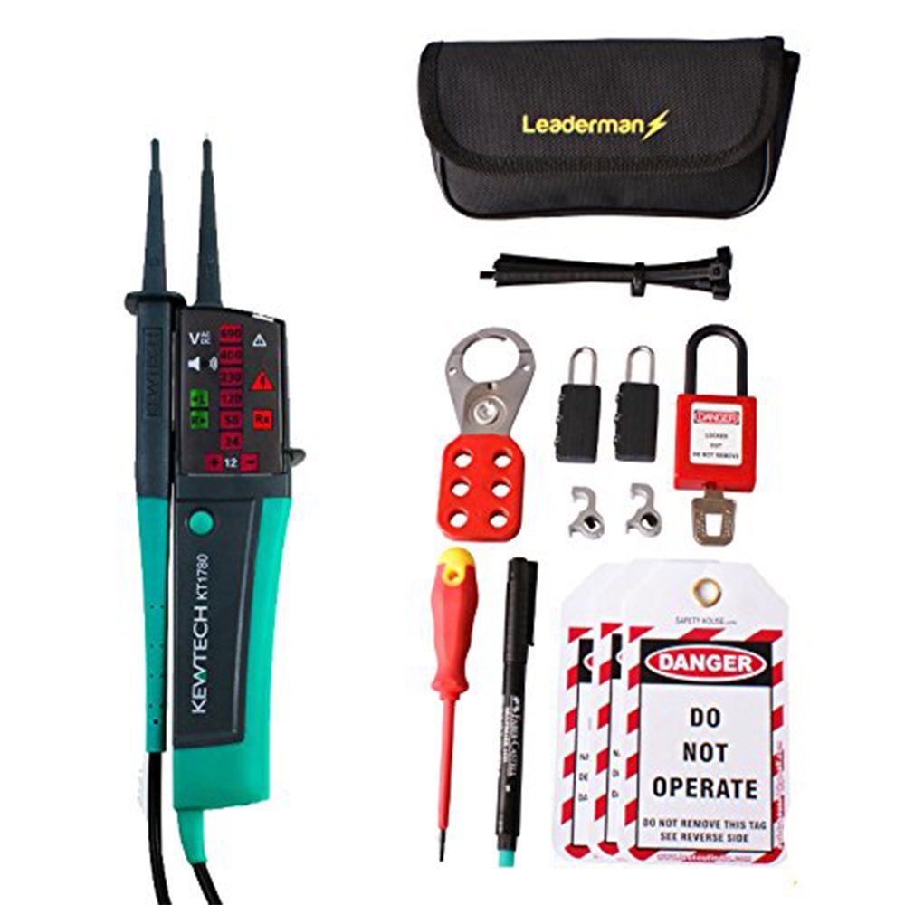 Kewtech Kt1780 Voltage & Continuity Tester Mcb/Rcd Lock Out/Off Kit Los-K1