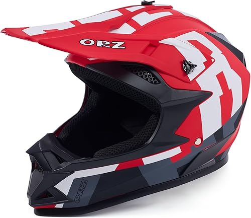 Adult Dirt Bike Helmet Motorcycle Racing Street Bike Off-Road Mountain Bike BMX MX ATV Helmet with Cycling Glasses and Visor for Unisex-Adult