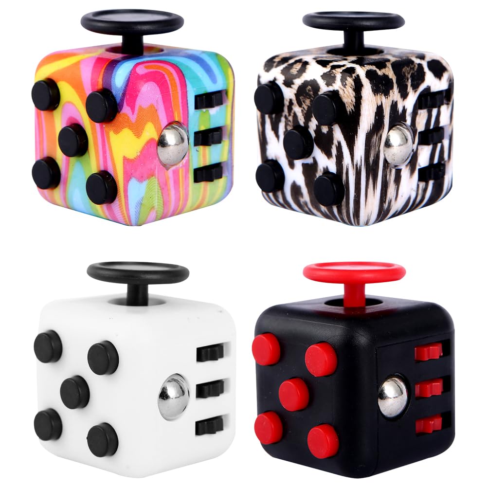 Fidget Toy Cube Toys Stress Toy 4pcs Anti-Stress Fidget Toys for Children Teen Student Adult Stress Reliever for Classroom Office Home