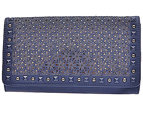 GT collection Womens Fashion Floral Pattern Clutch Bag - Navy