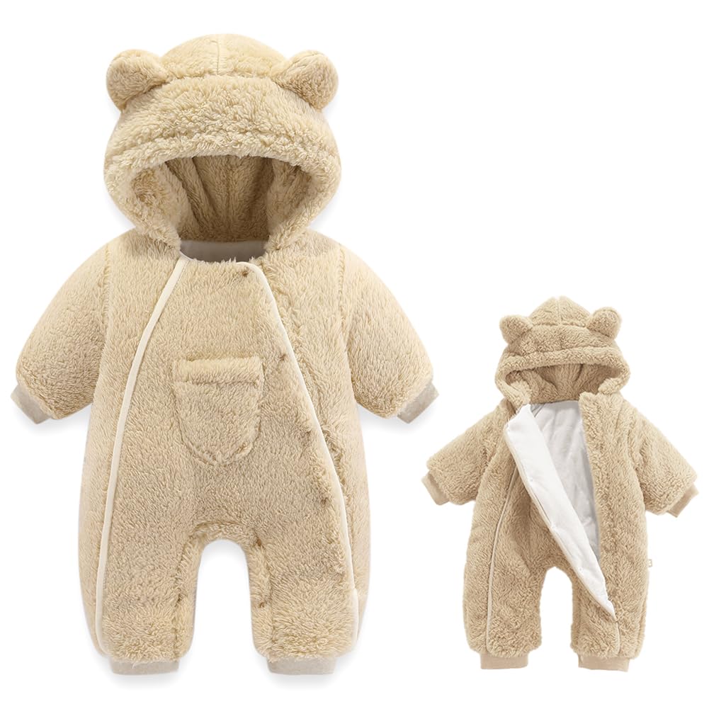 AiWMGL Newborn Baby Bear Outfit Suit Girls Boys Fleece Jumpsuit Romper Hooded Coat Winter Clothes Outwear Snowsuit