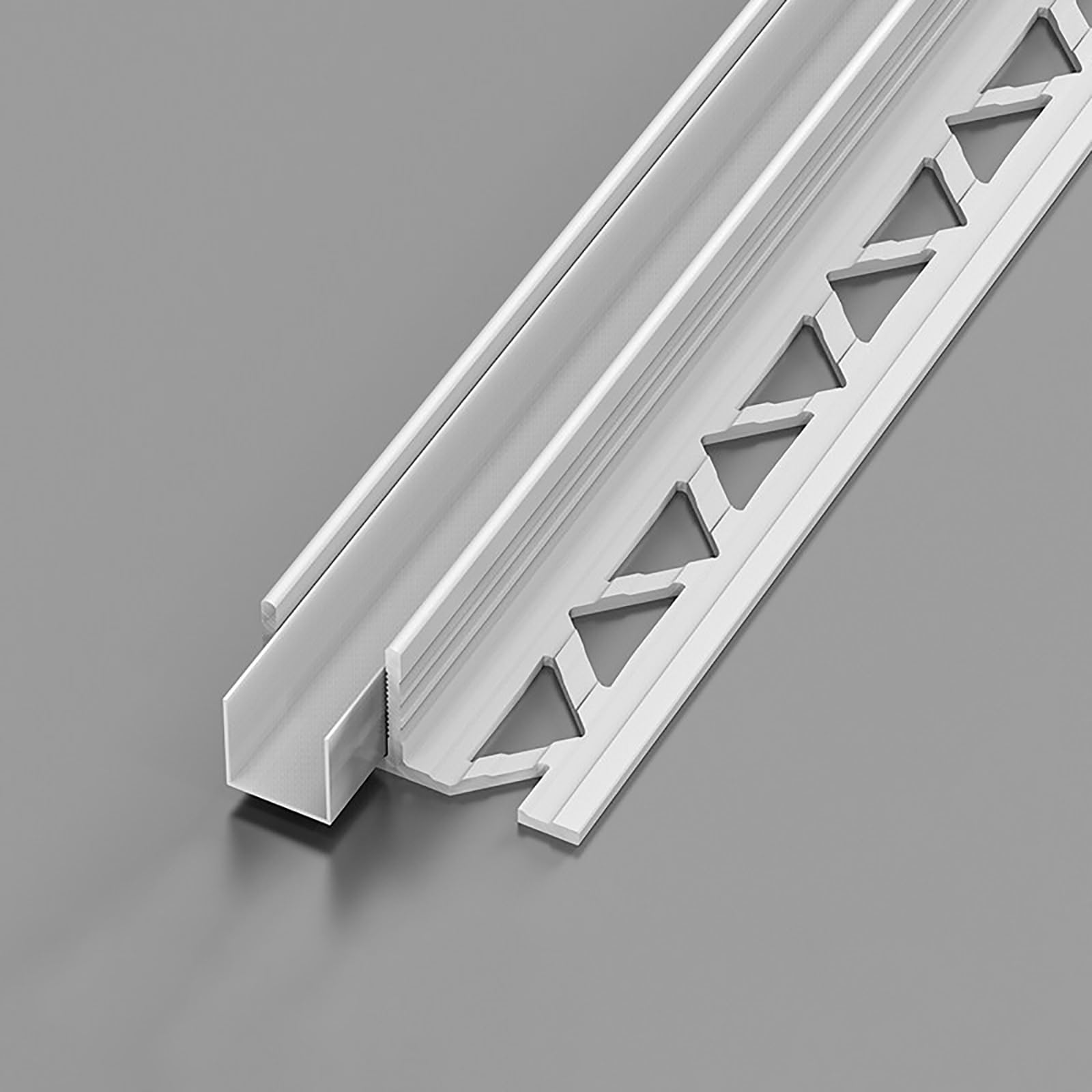 Profilé en U douche alu blanc : guide étanche pour fente et verre de 10 mm