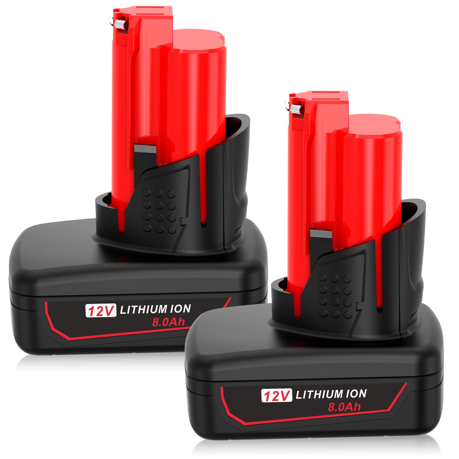 ASUNCELL 2 baterías de iones de litio de 12 V 8 Ah compatibles con Milwaukee M12B 48-11-2411 48-11-2420 48-11-2401 48-11-2402 48-11-2401 batería de repuesto para Milwaukee 12 V M12
