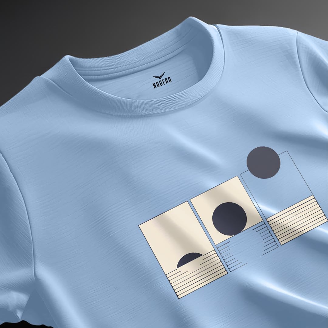 NOBERO Męski T-shirt z bawełny z nadrukiem graficznym, normalny krój