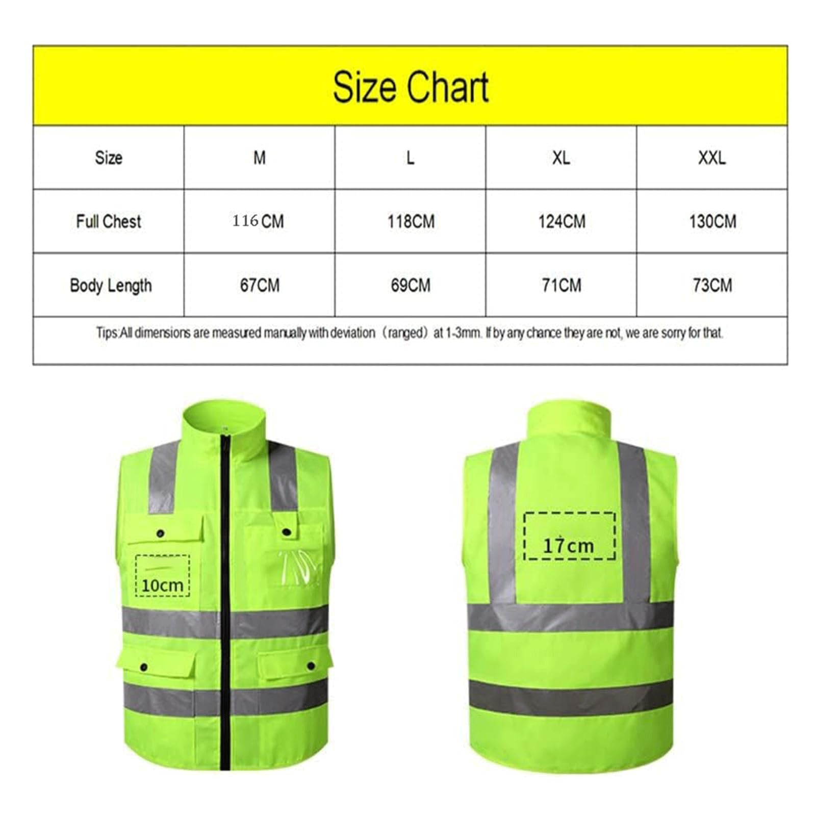 Gilet di Sicurezza Gilet di Sicurezza Riflettenti Giacca Riflettente con Tasche Multiple Gilet Riflettente ad Alta visibilità a 360 ° per Tuta Riflettente da Jogging in Bicicletta Traspirante