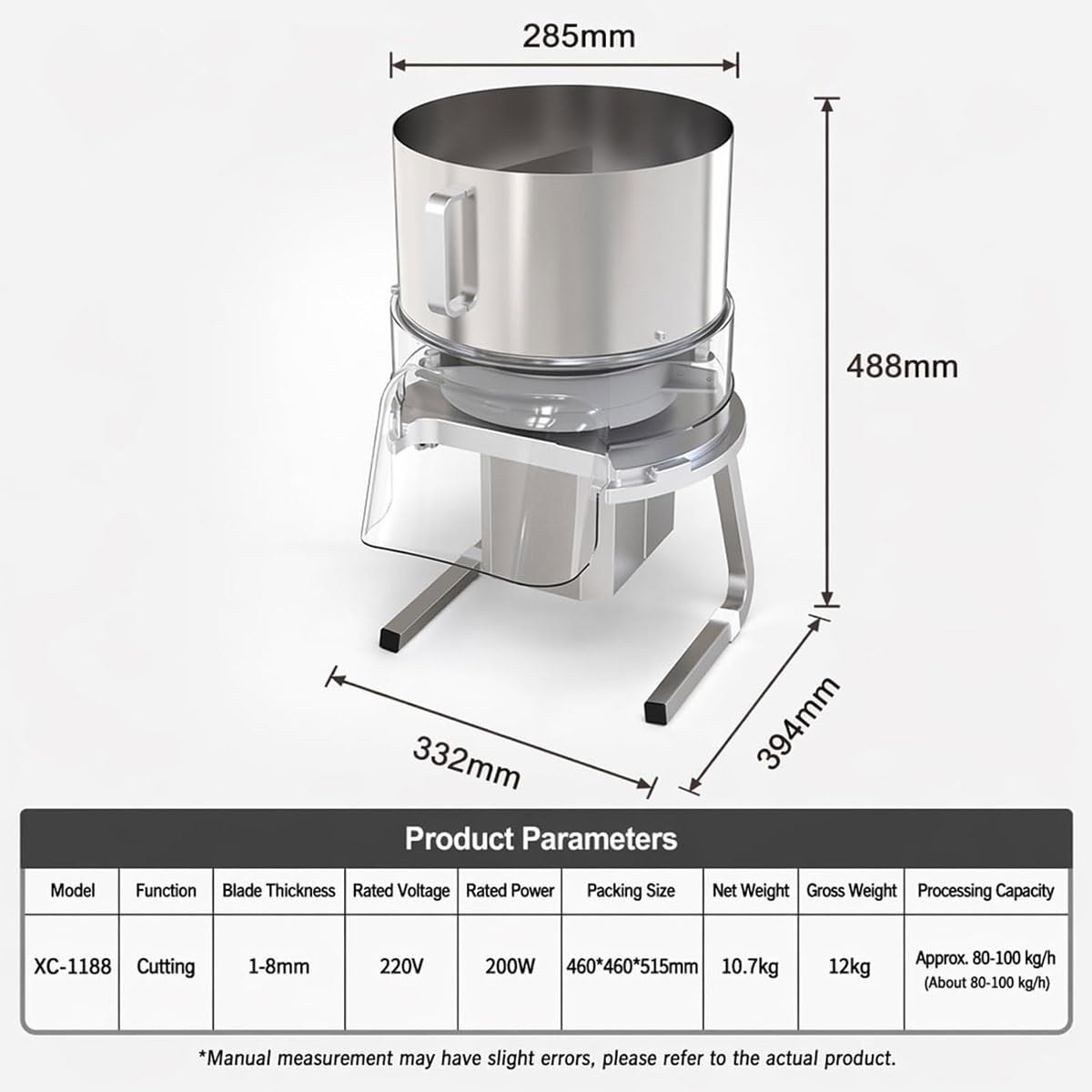 Affettatrice automatica triturare cavoli 200W con 80-100kg/h,for verdure