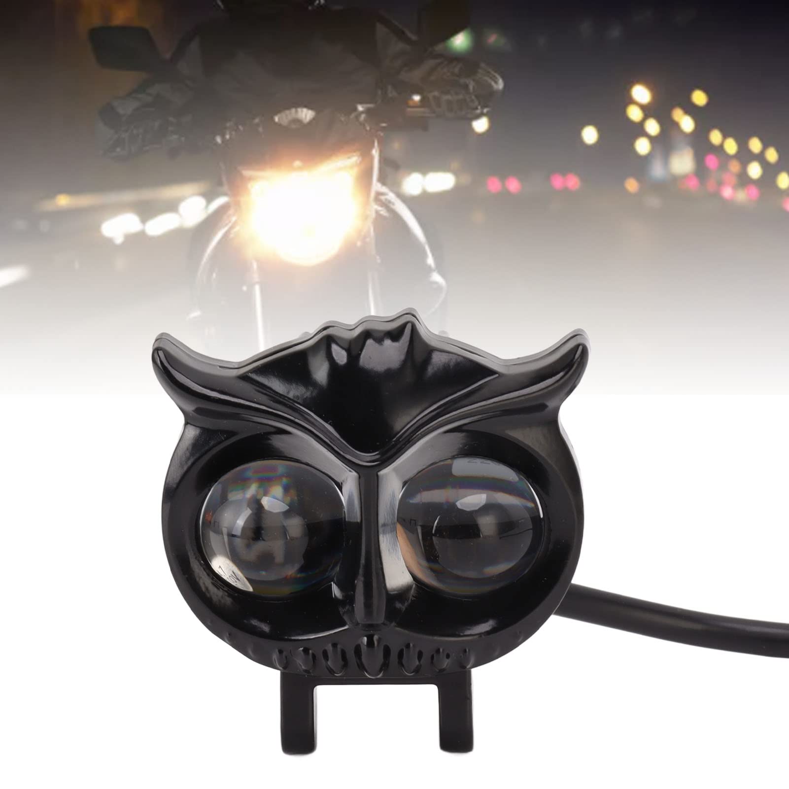 Fari Fendinebbia LED Moto,Fendinebbia del Motociclo a Forma di Gufo della Lega di Alluminio,12‑80V Luce Bianca Gialla,15 W 2000LM IP67,per Moto