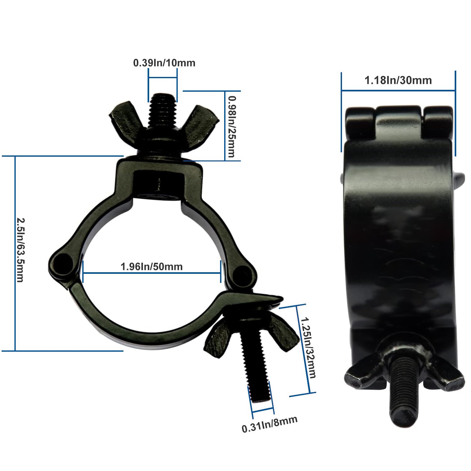 10 Ganci Professionali in Alluminio Nero per Truss 48-52mm - Attacco Rapido per Luci Palco, Eventi e DJ