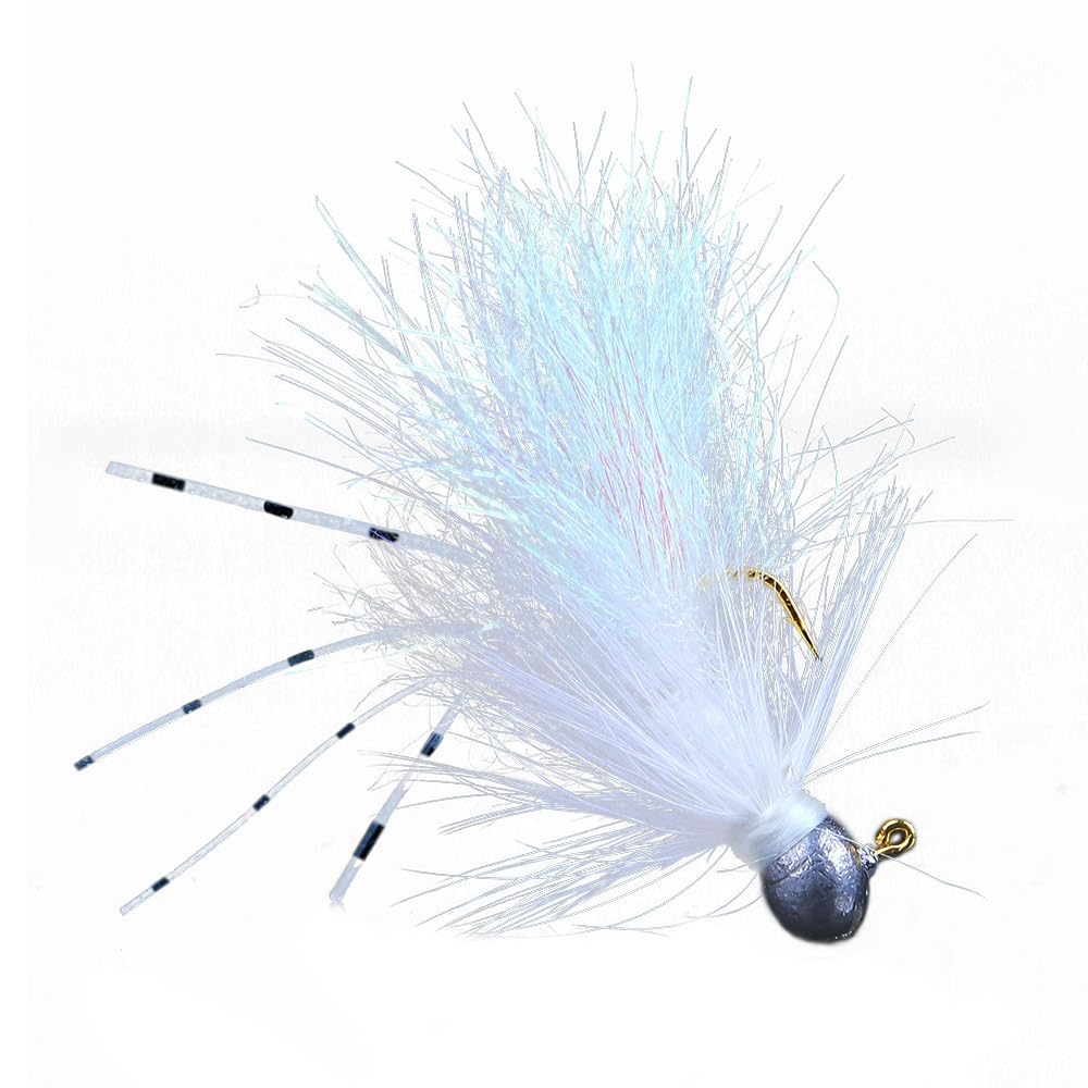 6-Piece 6#0.08oz Ice Silk Shrimp Jig Head Jig Head for Lure Fishing Crappie Lure for Trout Bass Salmon Pike Steelhead Saltwater Jig Ice Fishing Lure