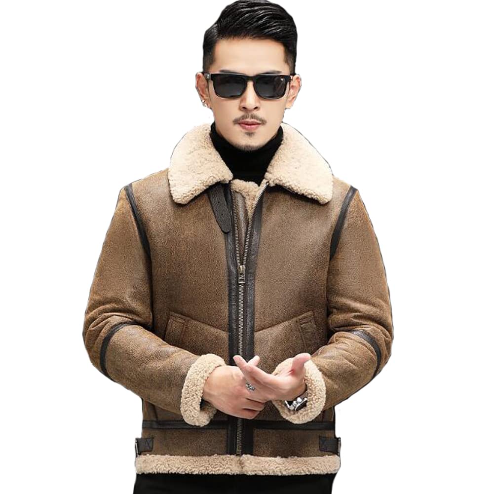 Amazon | Denny&Dora メンズ ショート シープスキン シアリング コート