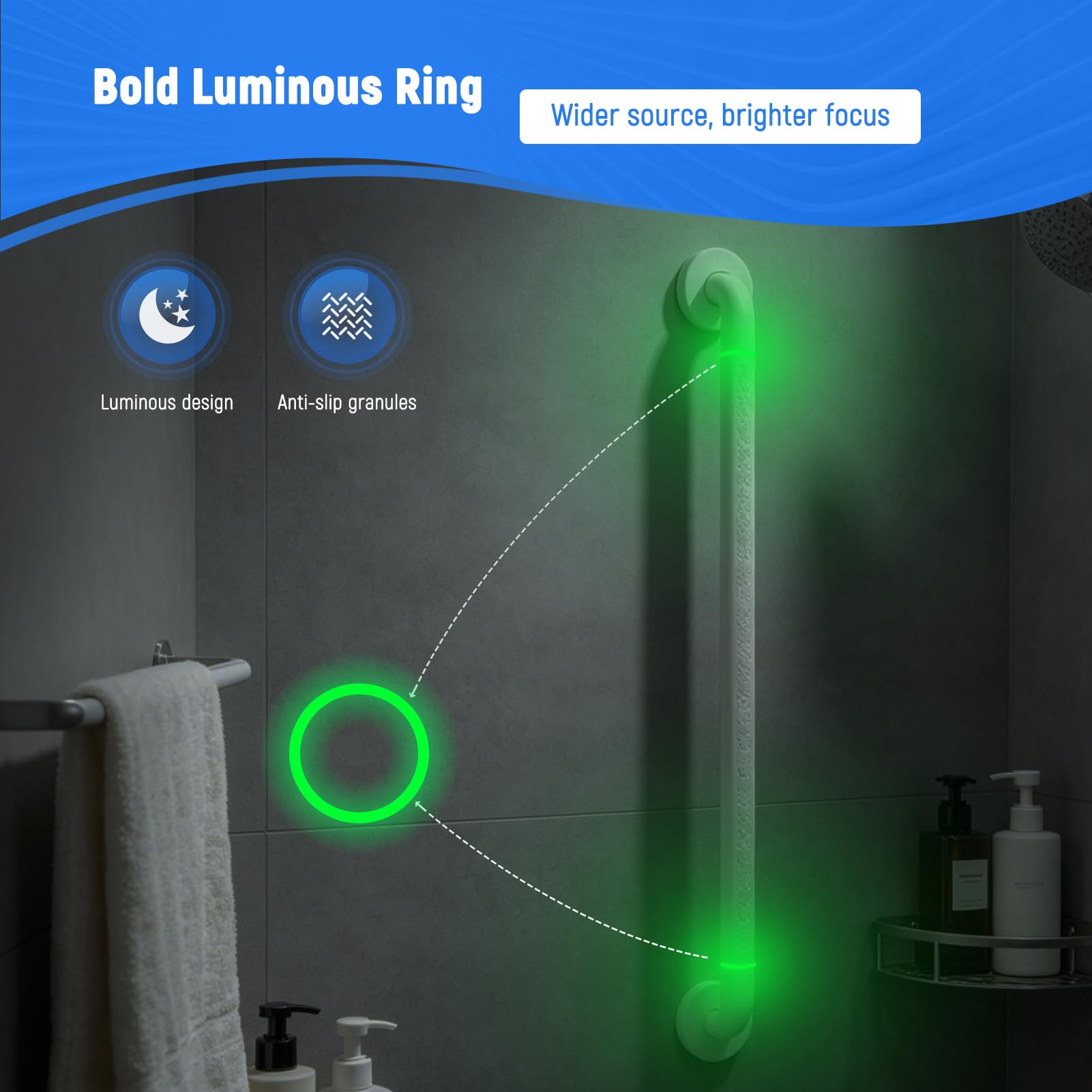 Fanwer Confezione da 2 maniglioni anti per bagno, in acciaio inox bianco, supporto di sicurezza per anziani, bambini e disabili (70 cm)