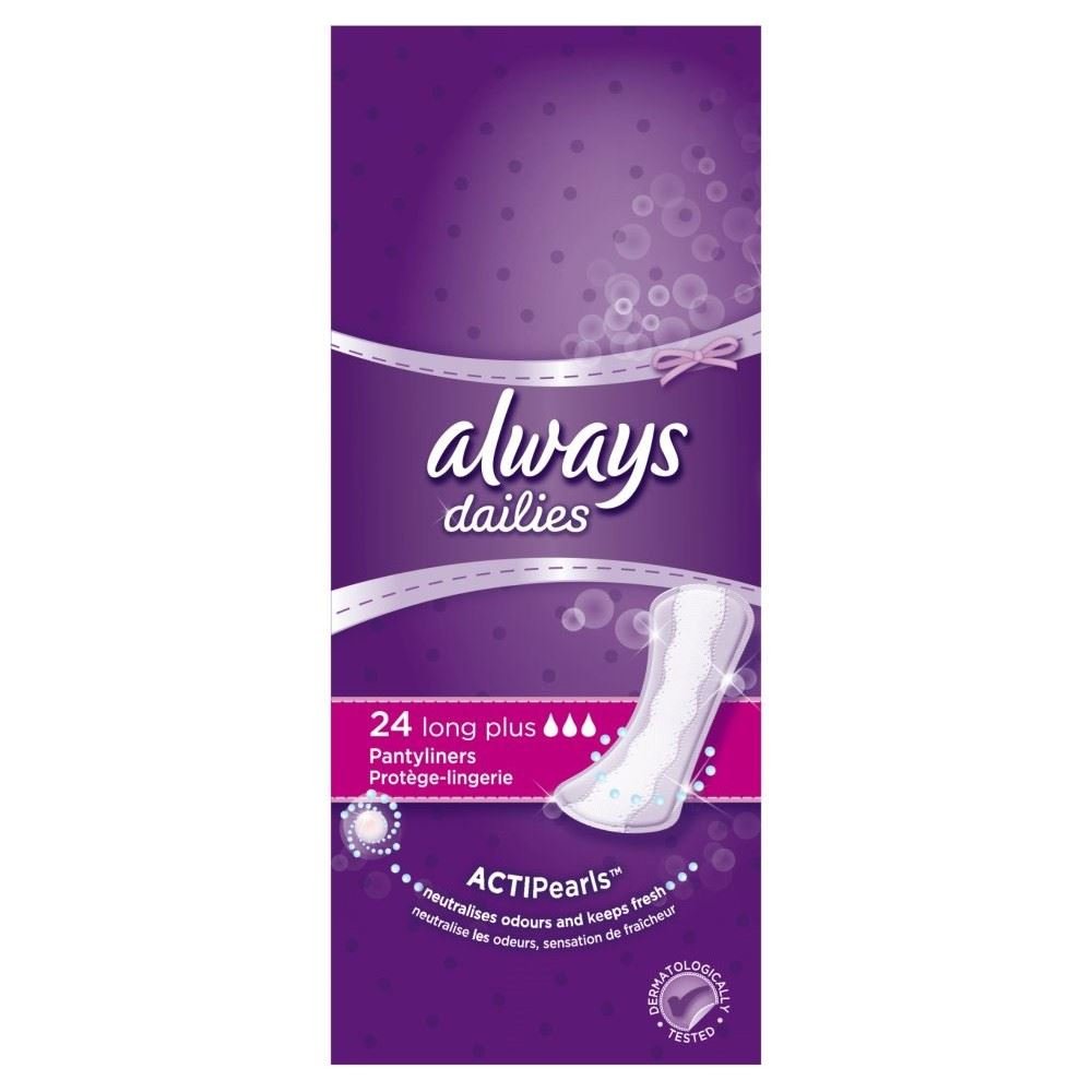 Always Dailies Pantyliners Long Plus (24) - Pack of 2