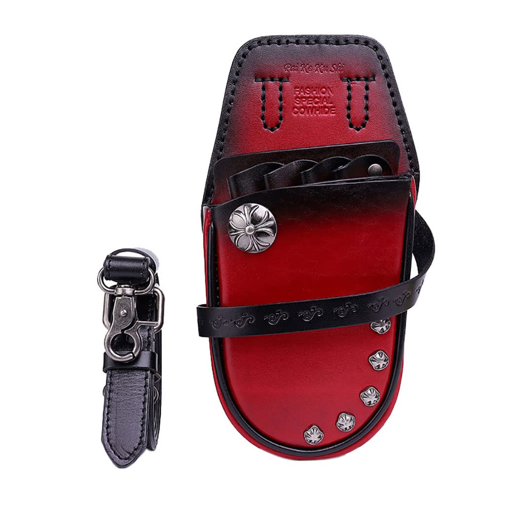 Fondina per forbici da barbiere， Custodia for forbici in pelle di vacchetta da barbiere for parrucchiere, borsa for, pettine, fondina for cesoie, cintura a tracolla | D