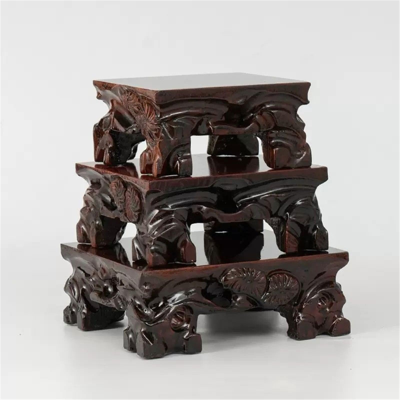 stojak na bonsai Kwadratowa doniczka z krótkimi nóżkami, ozdoby z drewna, dziwne kamienie, półka ekspozycyjna na bonsai(Mały)
